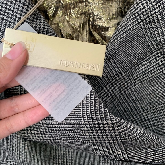 NWT Roberto Cavalli | Vintage Y2K Era Plaid Wool Blazer Jacket Sz 40 - Picture 6 of 10